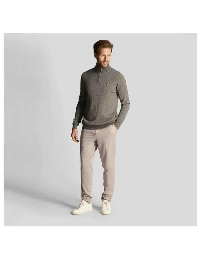 Lyle & Scott Core 1/4 Zip Merino Mix in Mid Grey Marl