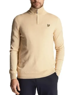 Lyle & Scott Golf Core 1/4 Zip Merino Mix in Sand Dune