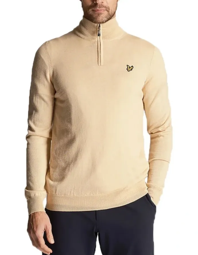 Lyle & Scott Golf Core 1/4 Zip Merino Mix in Sand Dune