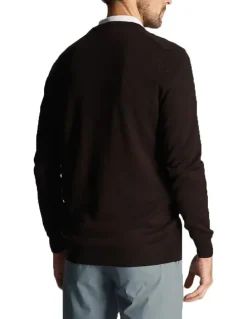 Lyle & Scott Golf Merino Blend V Neck Pullover in True Black