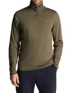Lyle & Scott Lyle & Scott Tech 1/4 Zip Midlayer Knit in Cactus Green
