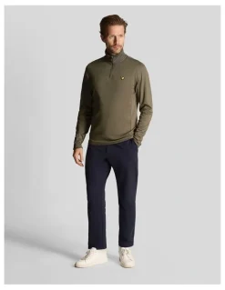 Lyle & Scott Lyle & Scott Tech 1/4 Zip Midlayer Knit in Cactus Green