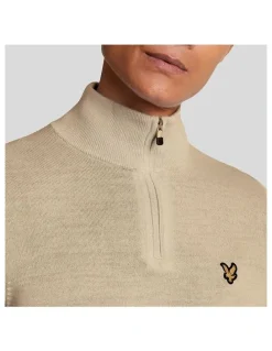 Lyle & Scott Merino Blend 1/4 Zip Knit in Sand