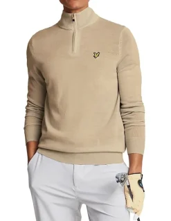 Lyle & Scott Merino Blend 1/4 Zip Knit in Sand
