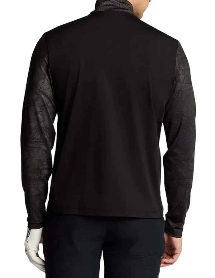 Lyle & Scott Printed Contour Golf Midlayer Jersey in Jet Black