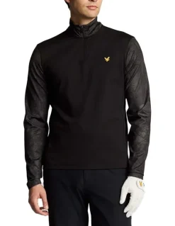Lyle & Scott Printed Contour Golf Midlayer Jersey in Jet Black