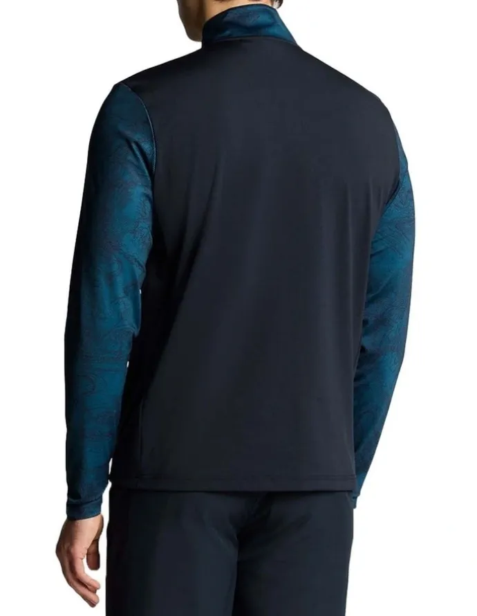 Lyle & Scott Printed Contour Golf Midlayer Jersey in Dark Navy