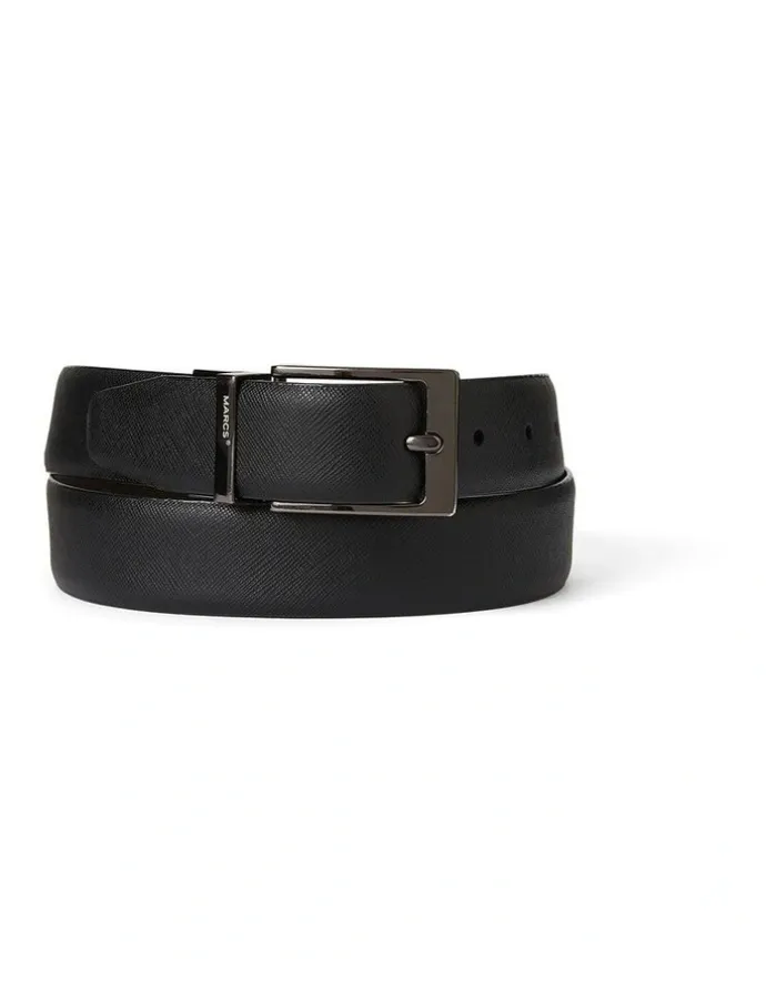 Marcs Oden Reversible Leather Belt in Black/Chocolate