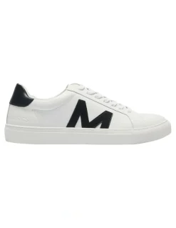 Marcs Varsity Leather Sneakers in White/Black