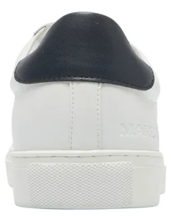 Marcs Varsity Leather Sneakers in White/Navy