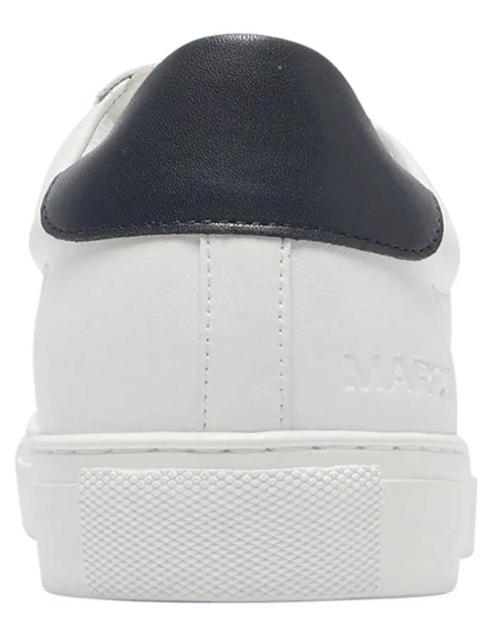 Marcs Varsity Leather Sneakers in White/Navy