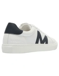 Marcs Varsity Leather Sneakers in White/Navy