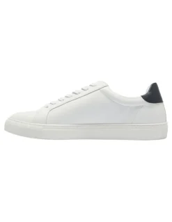 Marcs Varsity Leather Sneakers in White/Navy