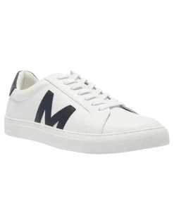Marcs Varsity Leather Sneakers in White/Navy