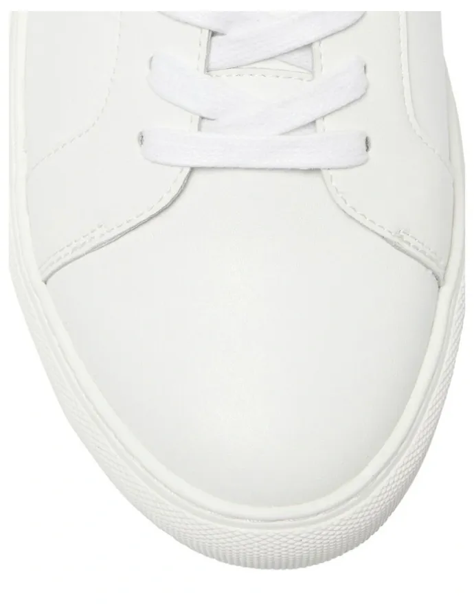 Marcs Varsity Leather Sneakers in White/Navy