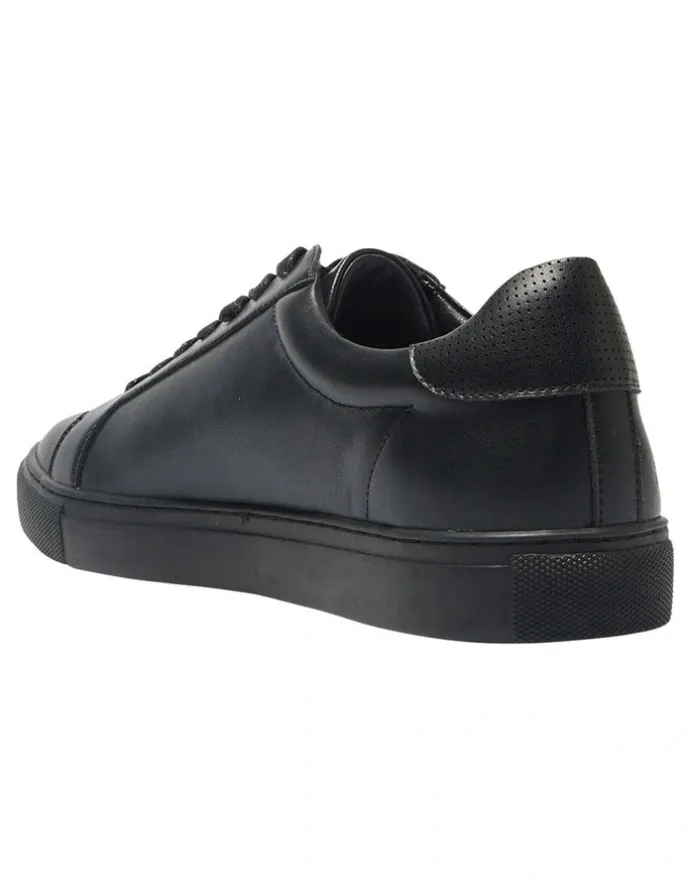 Marcs Varsity Leather Sneakers in Black