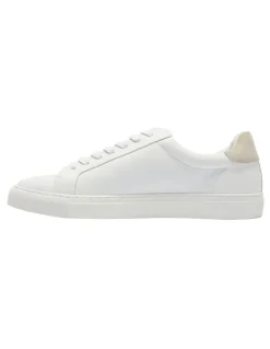 Marcs Varsity Leather Sneakers in White/Natural