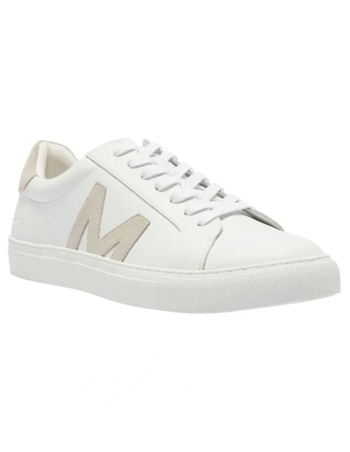 Marcs Varsity Leather Sneakers in White/Natural