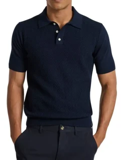 Marcs Alex Knit Polo in Dark Navy