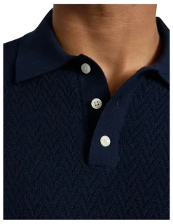 Marcs Alex Knit Polo in Dark Navy