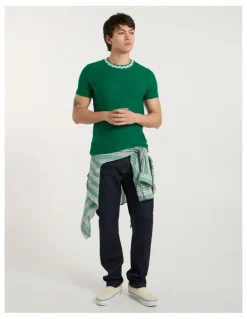Marcs Boston Textured Tee in Racing Green