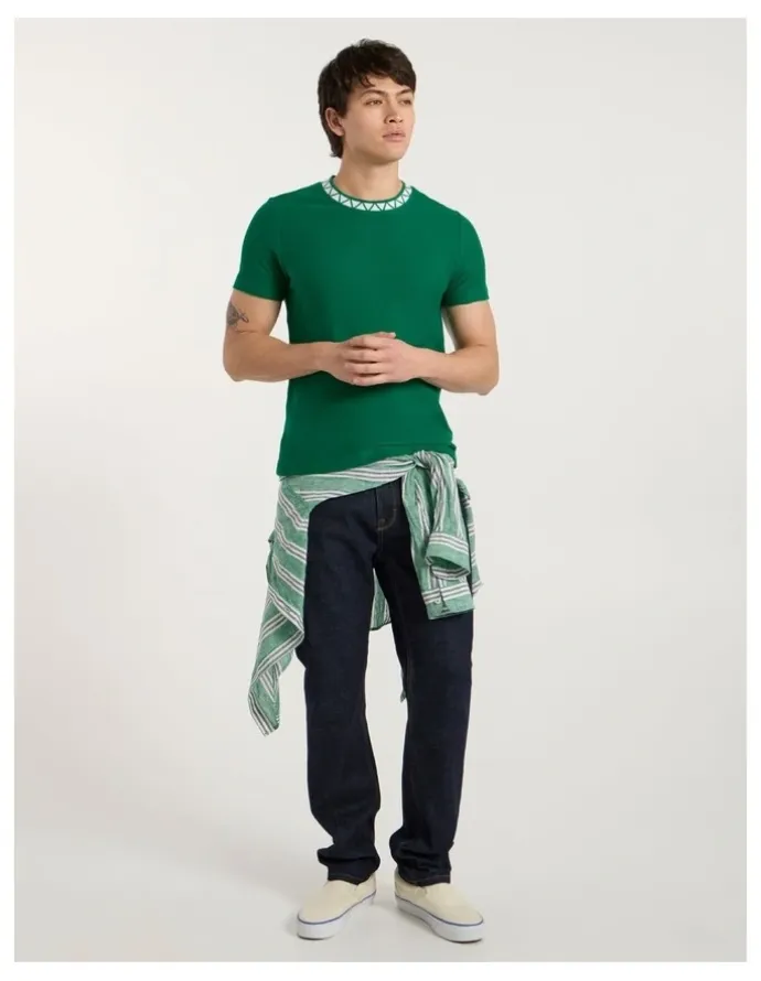 Marcs Boston Textured Tee in Racing Green