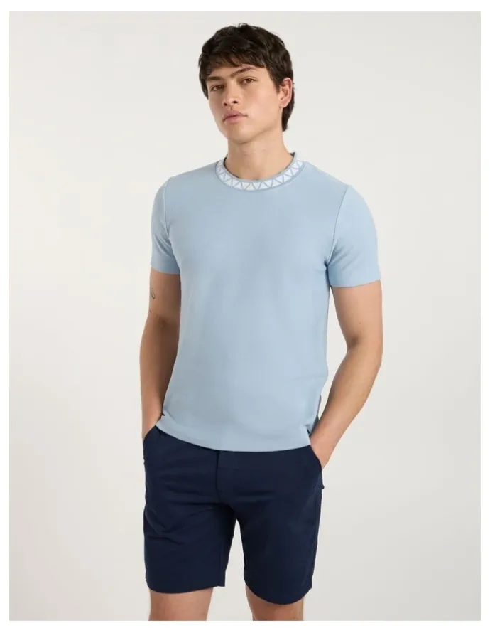 Marcs Boston Textured Tee in Suede Blue
