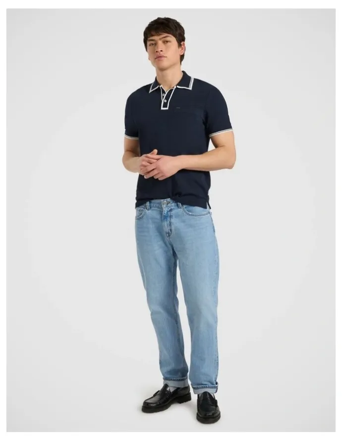Marcs Dane Border Polo in Navy
