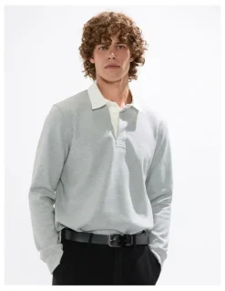 Marcs Dennis Rugby Top in Grey Marle