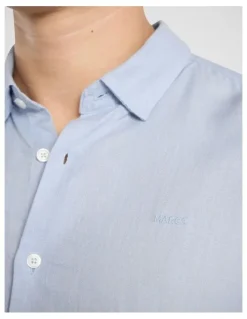 Marcs Felix Long Sleeve Linen Shirt in Sky Blue
