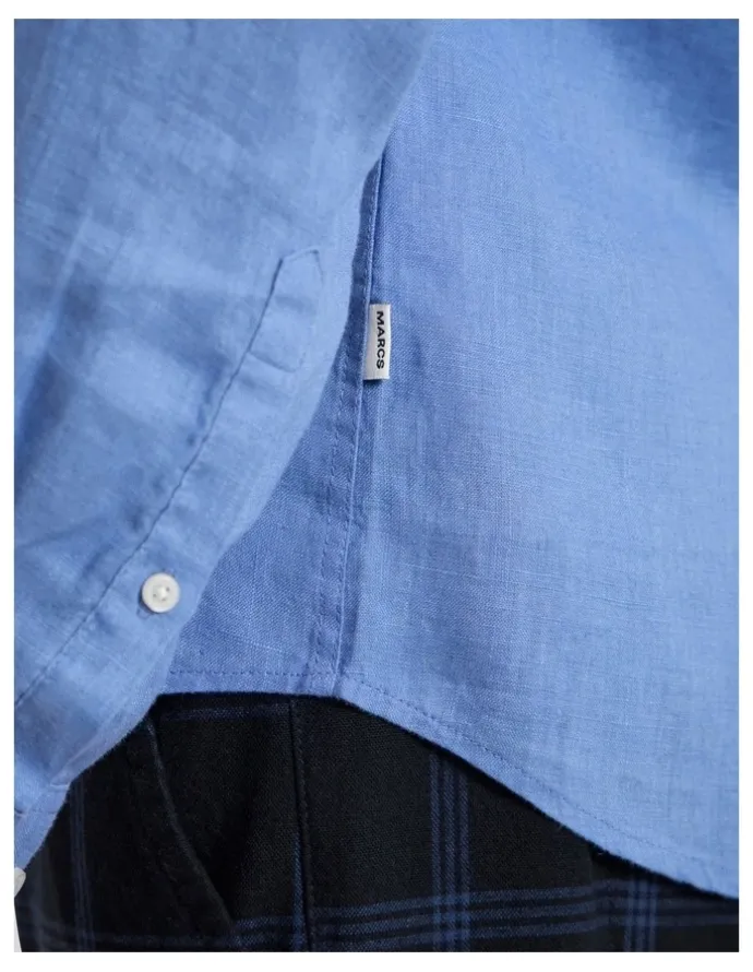 Marcs Felix Long Sleeve Linen Shirt in Light Cobalt
