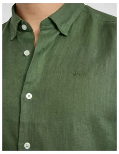 Marcs Felix Long Sleeve Linen Shirt in Seaweed