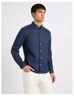 Marcs Felix Long Sleeve Linen Shirt in Ink