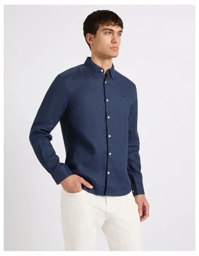 Marcs Felix Long Sleeve Linen Shirt in Ink