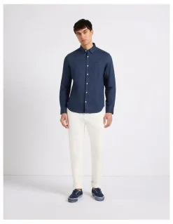Marcs Felix Long Sleeve Linen Shirt in Ink