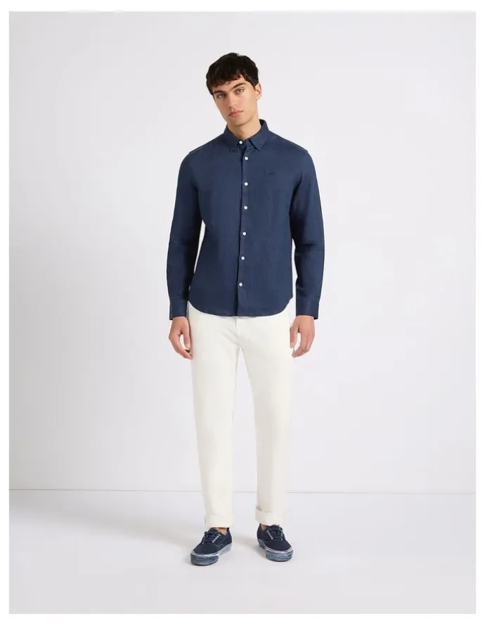Marcs Felix Long Sleeve Linen Shirt in Ink