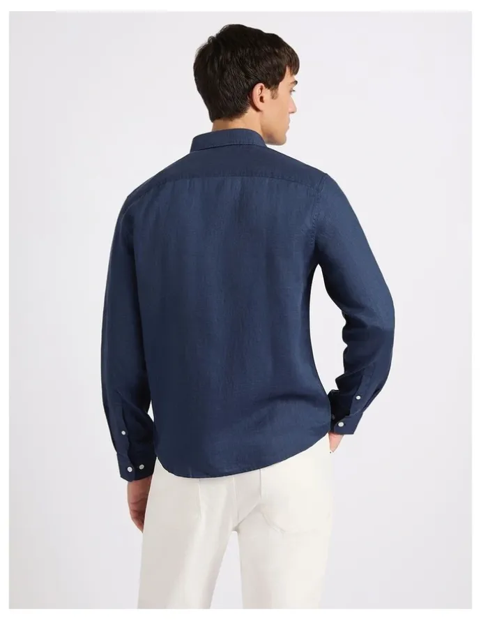 Marcs Felix Long Sleeve Linen Shirt in Ink
