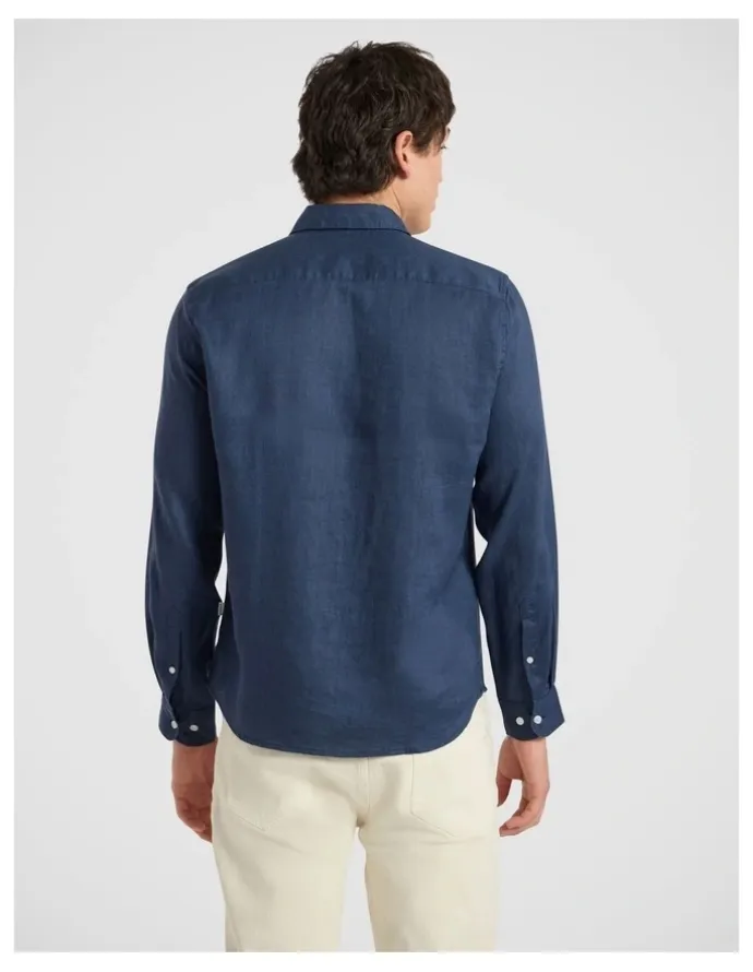 Marcs Felix Long Sleeve Linen Shirt in Ink