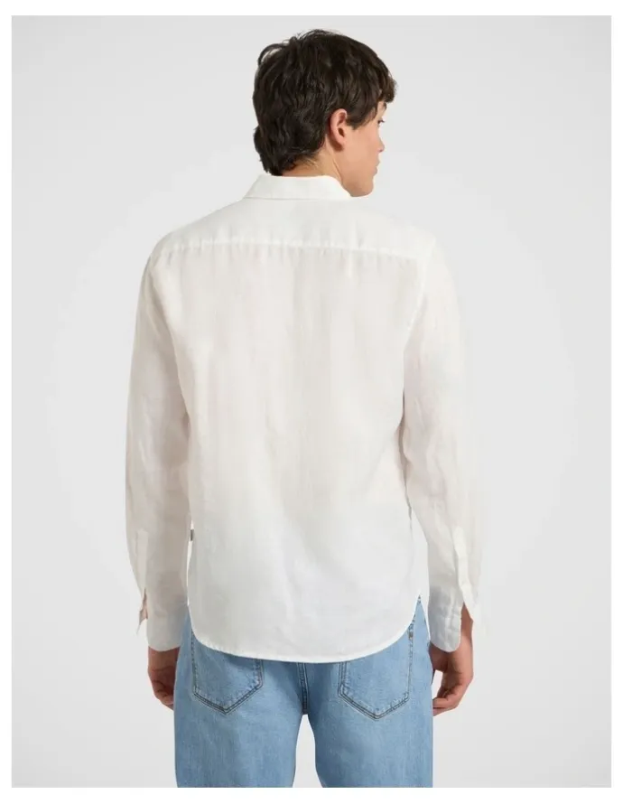 Marcs Felix Long Sleeve Linen Shirt in White