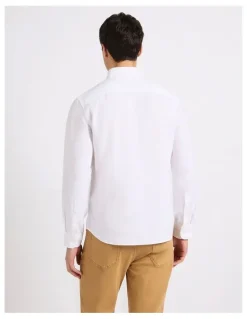 Marcs Felix Long Sleeve Linen Shirt in White