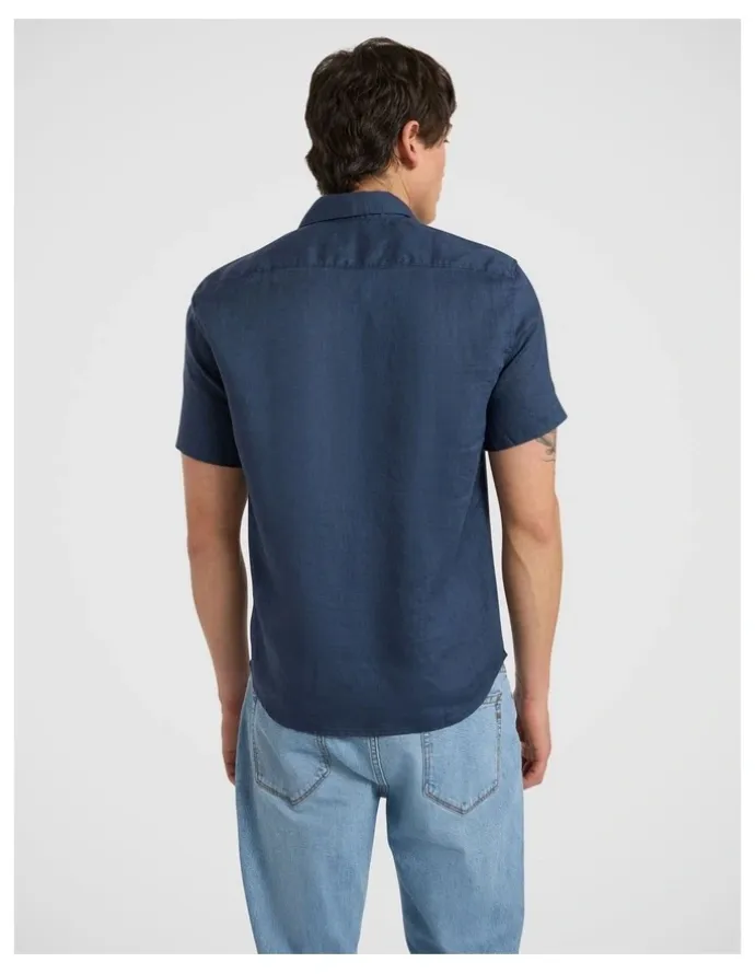 Marcs Felix Short Sleeve Linen Shirt in Ink