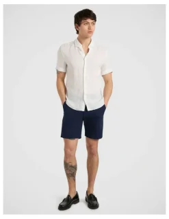Marcs Felix Short Sleeve Linen Shirt in White