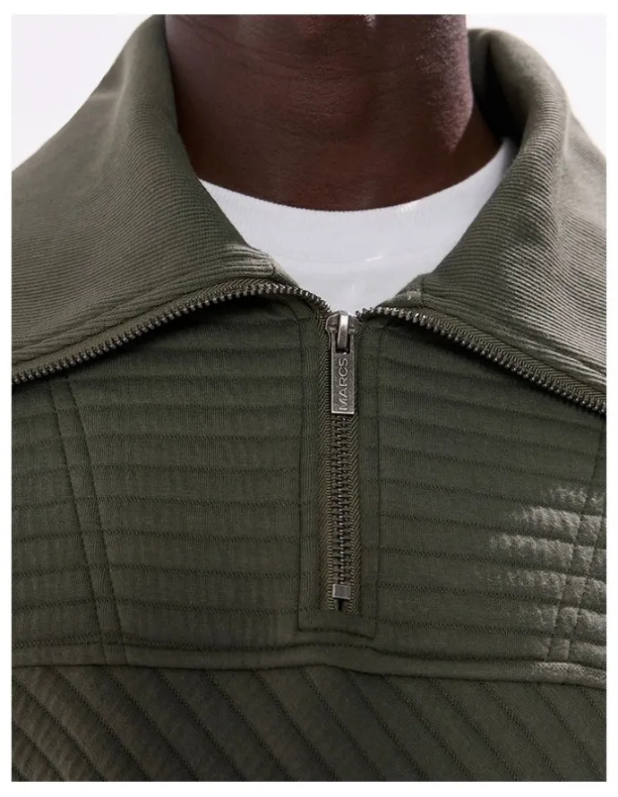 Marcs Helme 1/4 Zip Sweat in Agave Green