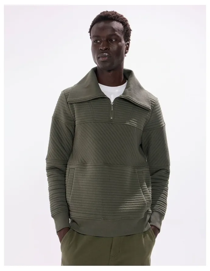 Marcs Helme 1/4 Zip Sweat in Agave Green