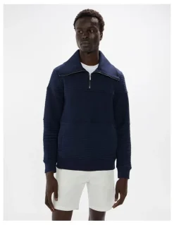 Marcs Helme 1/4 Zip Sweat in Navy
