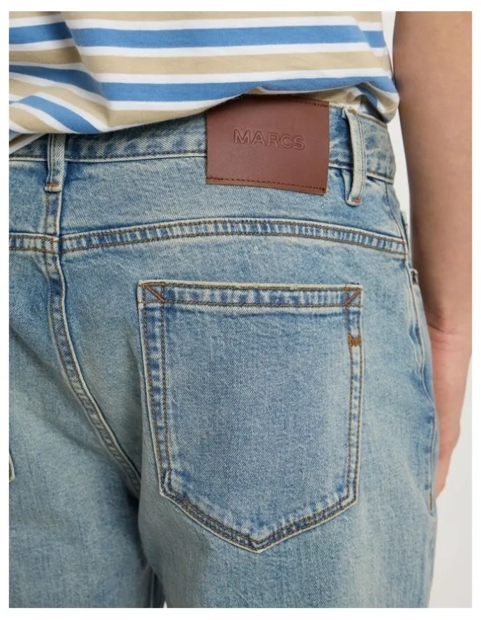 Marcs Hugo Relaxed Fit Patch Jean in High Low Wash