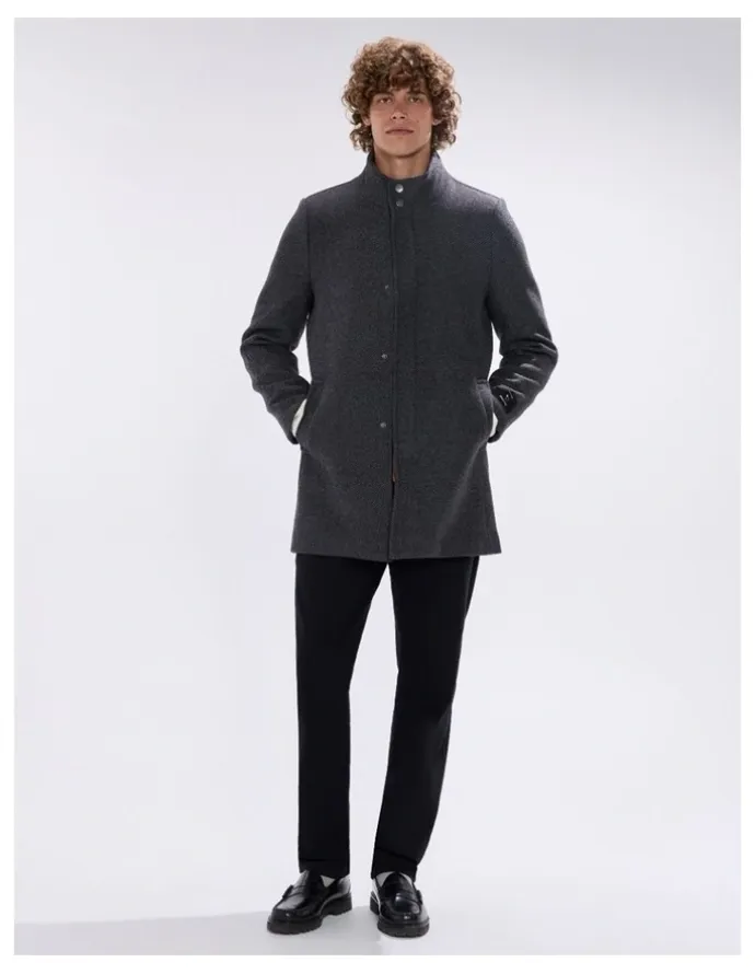 Marcs Kurt Wool Blend Coat in Charcoal