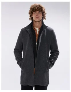 Marcs Kurt Wool Blend Coat in Charcoal