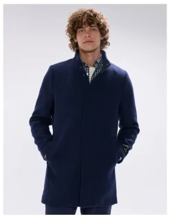 Marcs Kurt Wool Blend Coat in Navy