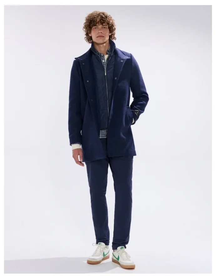 Marcs Kurt Wool Blend Coat in Navy